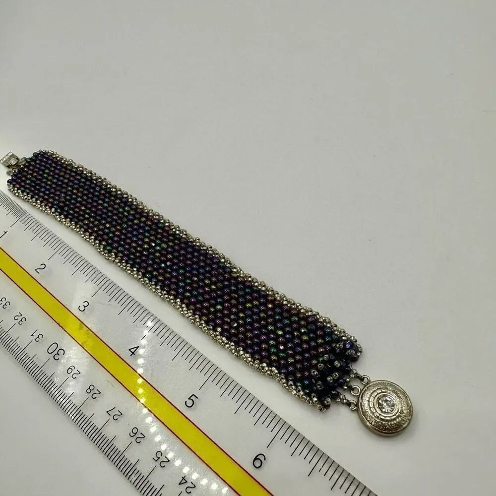 Purple beaded wide bracelet - Picture 7 of 7